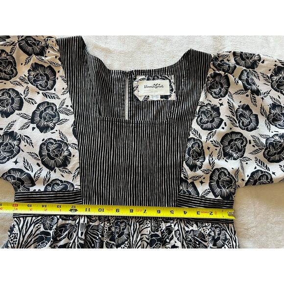 ANTHROPOLOGIE Bloomingprint Dress Size 8 Adrienne Flounced Midi Floral Pockets - Picture 15 of 16